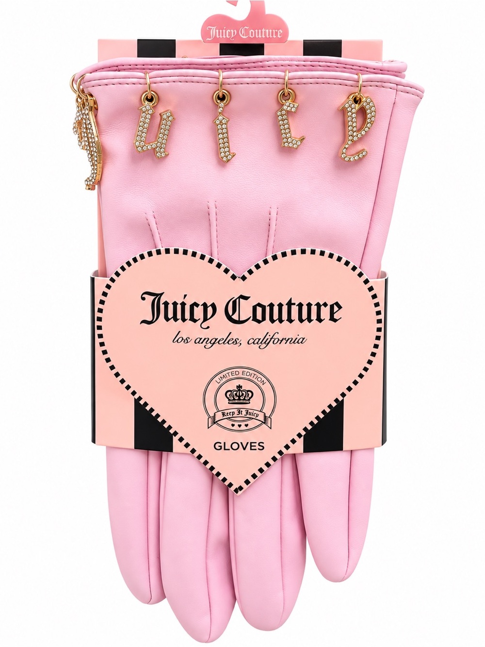 Juicy Couture Limited Edition Pink Rhinestone JUICY Charm Gloves